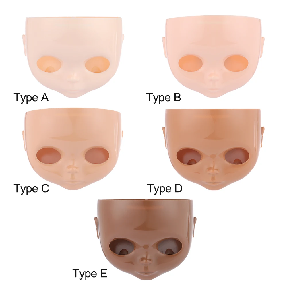 1/6 Doll Face With Screw Makeup Doll Heads Practice Model Plastic Factory Faceplate With Backplate Blyth Toy Accessory doll accessories