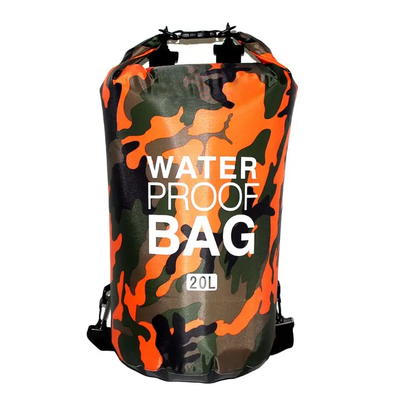 Orange 20L Водонепроницаемый плавательный мешок, сухой мешок, камуфляж, цвета, рыбалка, катание на каяках, хранение, дрейфующий рафтинг мешок 15л 20л - Цвет: Orange 20L