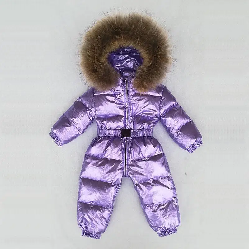 Детский зимний костюм для мальчика, куртка для малышей, 80% утиный пух, Детский комбинезон для маленьких мальчиков, одежда для маленьких девочек, модная зимняя одежда - Цвет: purple