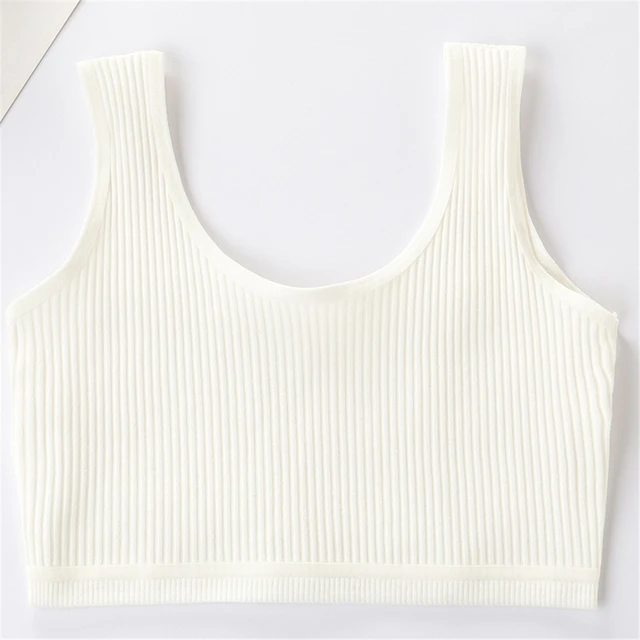 Soft Cotton Children Girls Underwear Kids Girl Solid Color Vest Bra Tank Top Crop Tops for Girl 9-16Years white