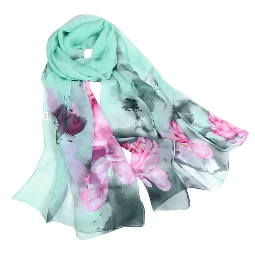 Женский шарф с разноцветным принтом персикового цвета, длинный шифоновый мягкий шарф, женские шали, шарфы, аксессуары для женщин Y3 - Цвет: D1