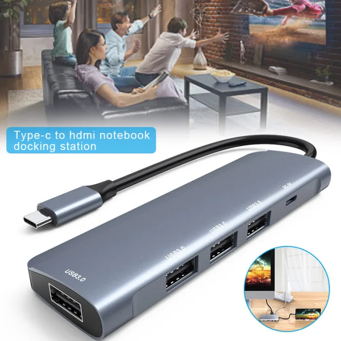 Тип C к HDMI адаптер портативный многоцелевой для ноутбука мобильного телефона домашнего офиса FKU66