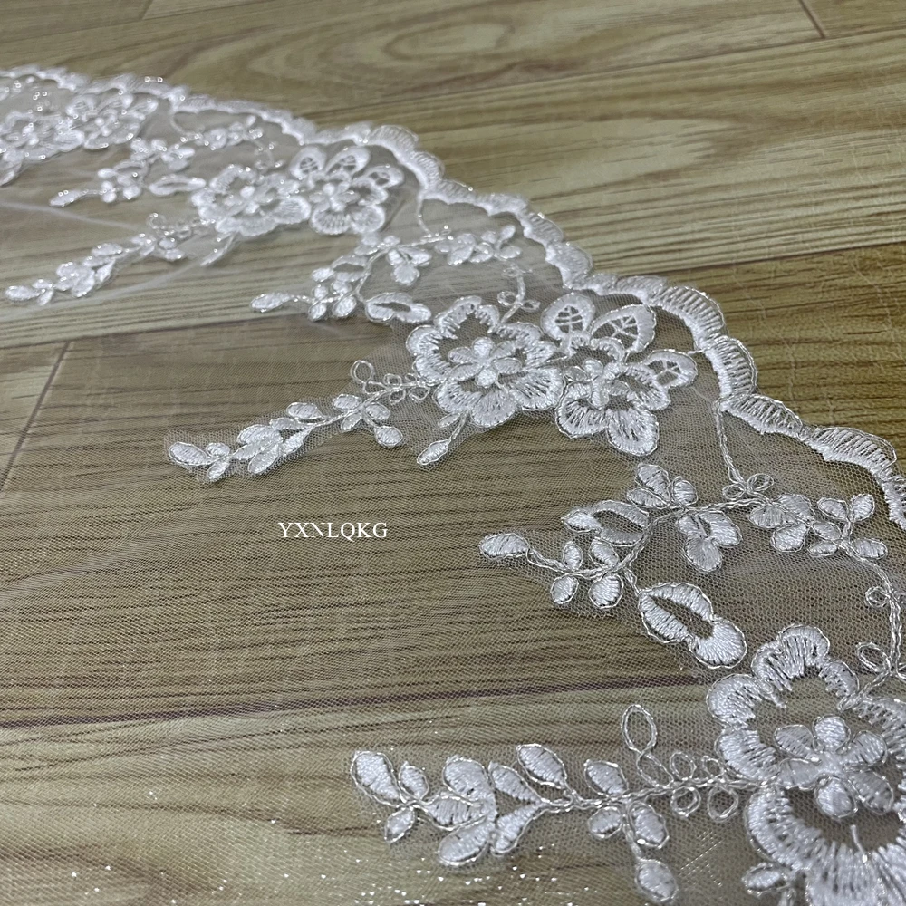 New Luxury 3M Long Wedding Veil Full Applique One Layer of Cathedral Length Veil On the Edge Two Uses With Comb With Silver Wire