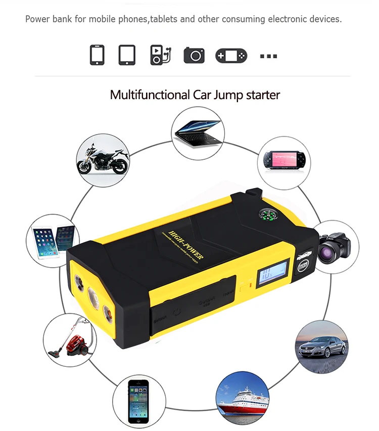 

Waterproof 28000mAh Car Jump Starter Power Bank 1000A 12V Portable Starting Device Booster Car Charger for Car Battery Buster