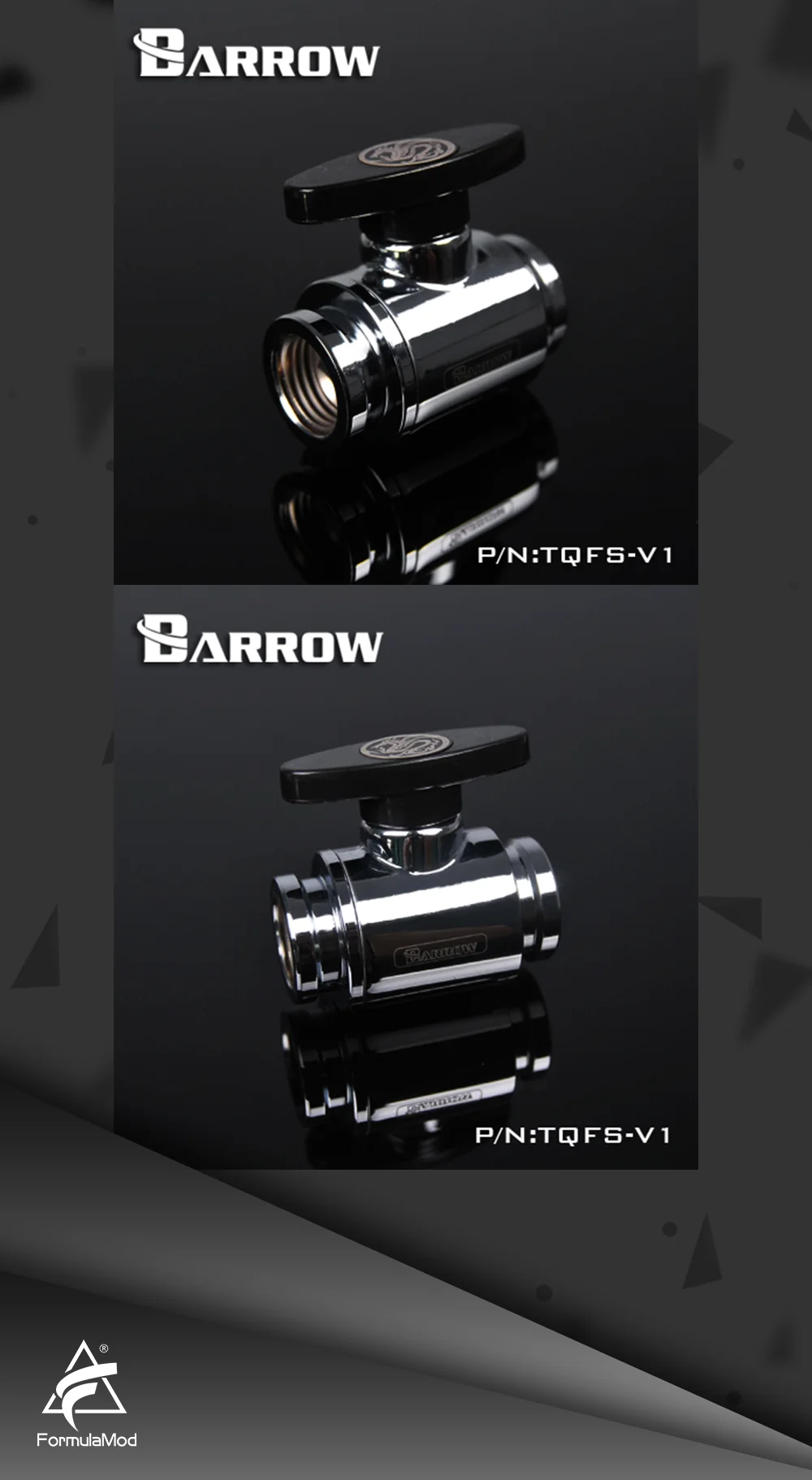 Barrow TQFS-V1 Black/Silver/White G1/4 MINI Handle Double Internal Sealing Ball Valve , Plastic Handle , Brass Body  