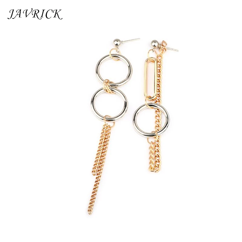 

1 Pair Long Chain Tassel Earrings Dangle Personality Ring Drop Irregular Women Men Jewelry Korean Style Hip Hop Pendant Gifts