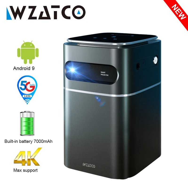 Портативный проектор WZATCO A8 DLP умный Android 9 0 поддержка Wi-Fi светодиодный 1080P Full HD 4K