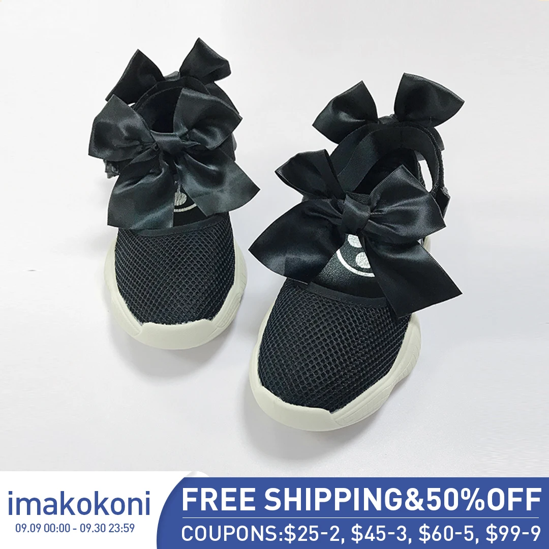 imakokoni original design black autumn velcro mid-heel pure color muffin bottom lazy shoes 192837 | Обувь