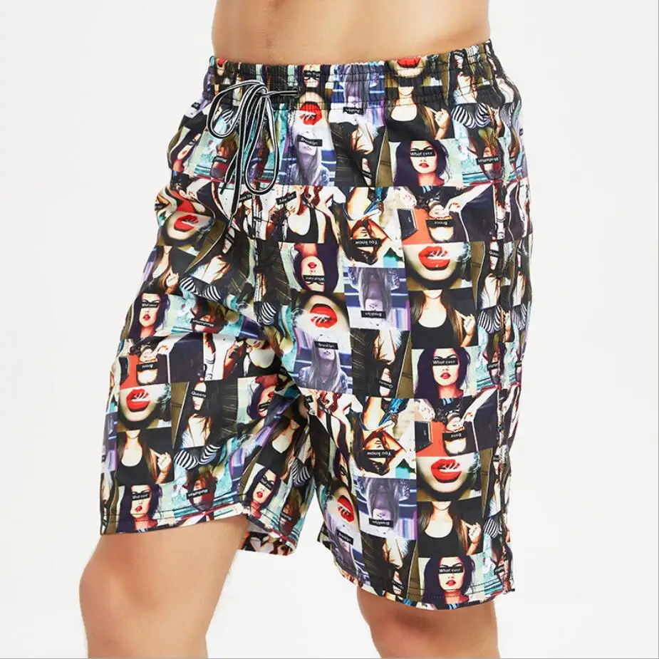 green leaf Printing beach shorts swimsuit quick dry men swimwear mens swimming Trunks sexy solid male swimsuit gay swim suit 178 - Цвет: 187