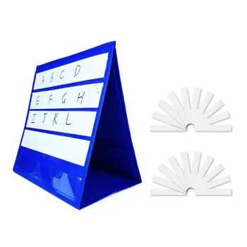 

Tabletop Desktop Pocket Chart With 20Pcs Dry Erase Cards Double Sided Self-Stand