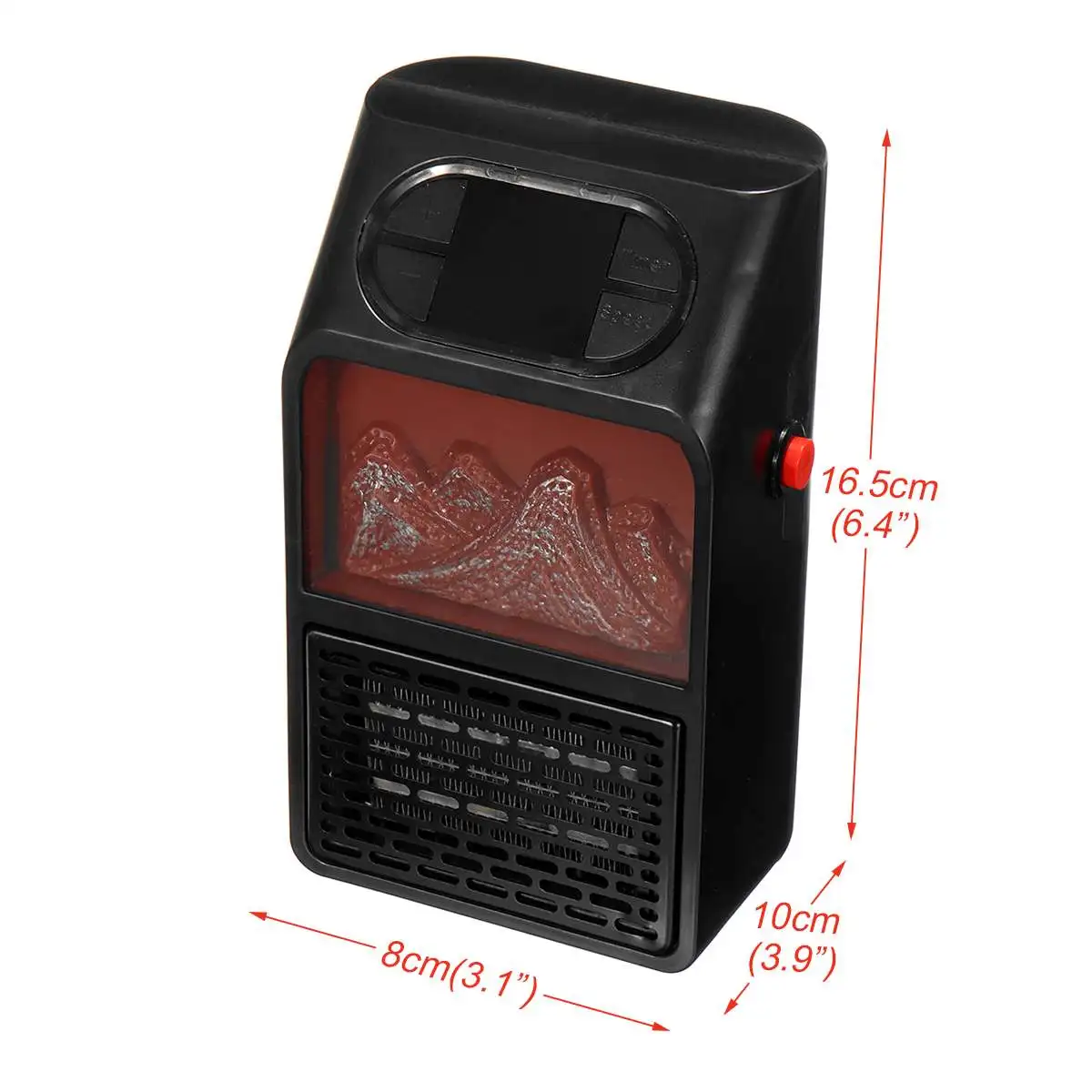 900W Mini Electric Wall-outlet Flame Heater Air Warmer with Remote Control PTC Ceramic Heating Stove Radiator Household Wall Fan