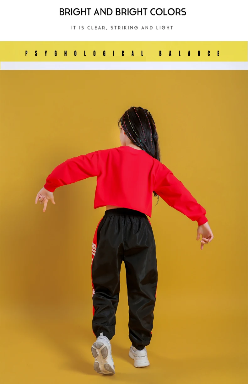 Kid Cool Hip Hop Clothing Hoodie Sweatshirt Shirt Top Crop Causal Jogger Pants for Girl Jazz Ballroom Dance Costume Clothes Wear (11)