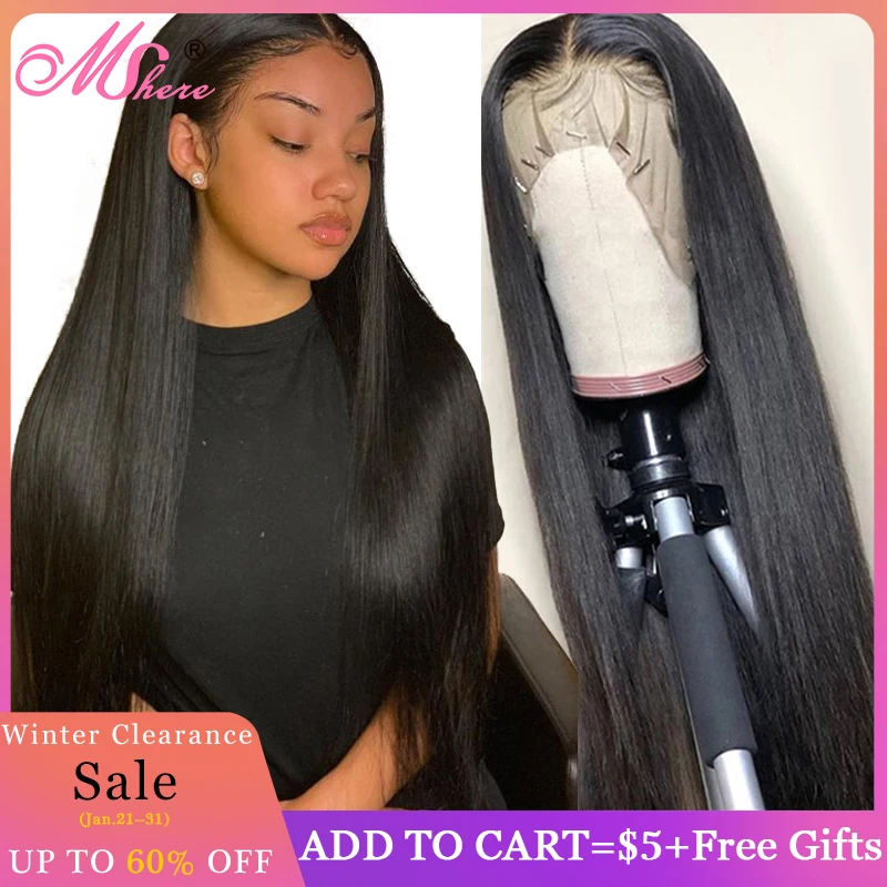 Mshere 13x6 Transparent Lace Frontal Wigs Human Hair Wigs With