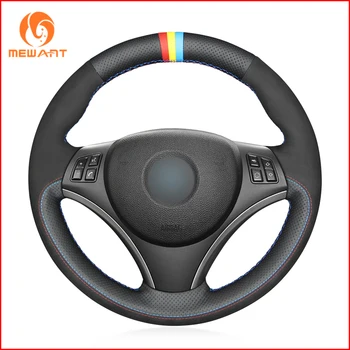 

MEWANT Black Genuine Leather Suede Steering Wheel Covers for BMW E90 E91 E92 E93 E87 E81 E82 E88 X1 E84 Accessories