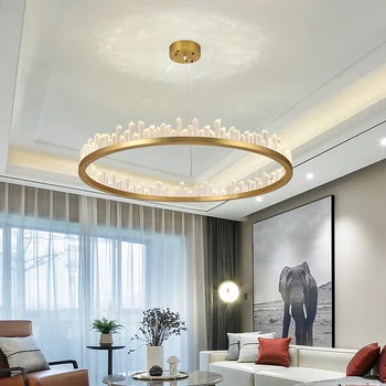 

1 Chandelier For Living Room Bedroom Study Room Round Ceiling Chandelier Crystal Lamp Modern Kitchen Hanging Lamp Loft Lighting