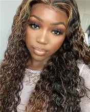 Brasileño destacar agua onda de encaje del pelo humano del Frente pelucas con minimechones encaje de colores cierre peluca para mujeres Density150 pelo Remy
