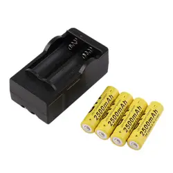 США Plug 14500 литий-ионный набор для подзарядки батареи 4 шт. 14500 3,7 в 2500 мАч литий-ионные аккумуляторы с зарядным устройством Желтый Новый