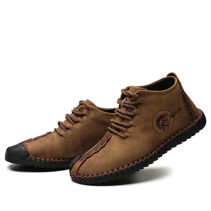 JUNJARM, модные мужские ботинки высококачественные зимние ботильоны из спилка теплая зимняя обувь на меху с плюшевой подкладкой на шнуровке большой размер 38-48
