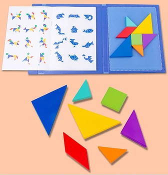 Magnetic 3D Puzzle Jigsaw Tangram Game Montessori Learning Educational Drawing Board Games Toy Gift for Children Brain Tease 1