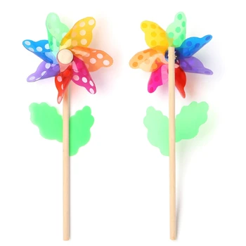 

Windmill Toys Children Kids Garden Decoration 7 Leaves Colorful Outdoors Spinner