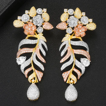 

GODKI 2020 New Flower Charms Long Statement Dangle Earrings for Women Wedding Fashion Cubic Zircon Bohemia Jewelry