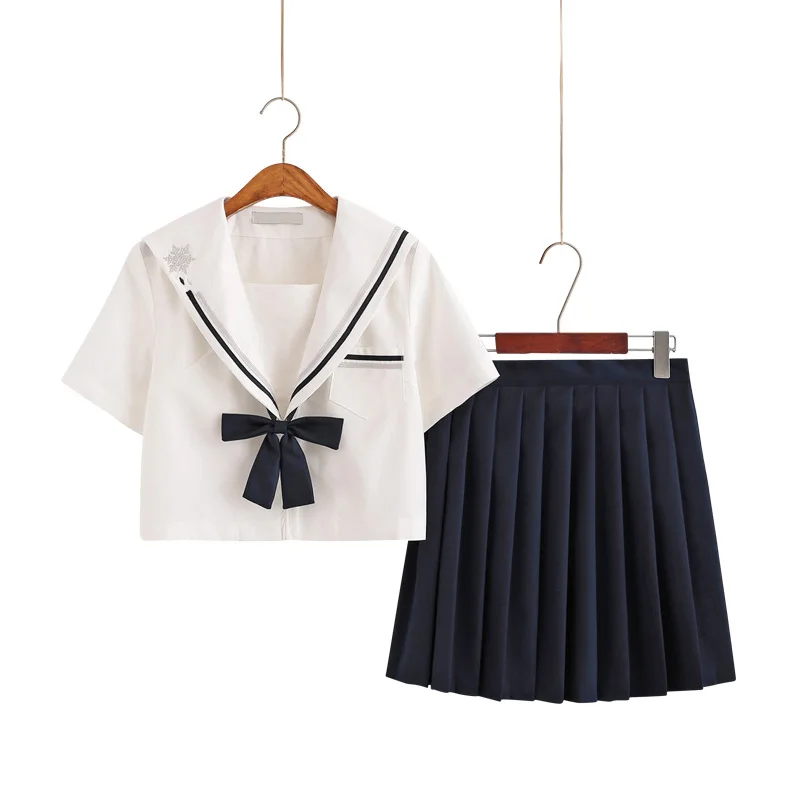School Dresses Jk Uniforms Black Sailor Suit With Tie Anime Pleated Skirt Uniform Dress High School Girls Students Beige Black