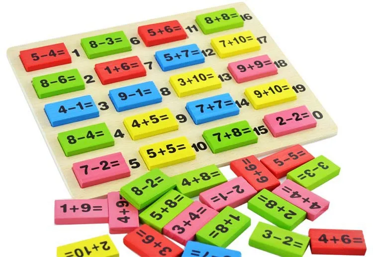 

Wood Early Childhood Educational Domino Toy Kindergarten ENLIGHTEN with Numbers Computing Cognitive Building Blocks