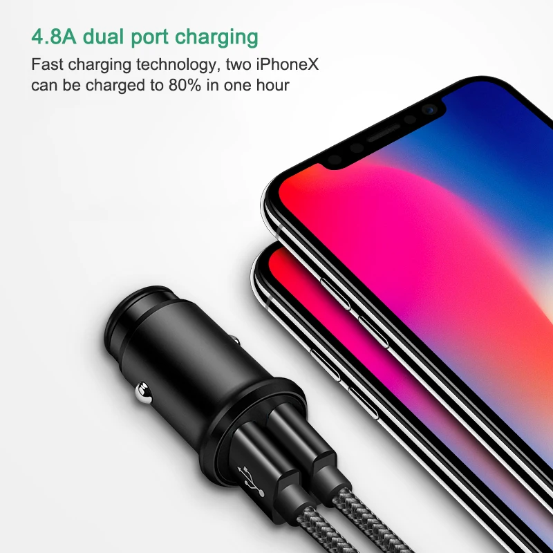 5 V/4.8A двойной зарядное устройство USB для Xiaomi Mi 8 lenovo z5 Универсальный 2.4A 5V Автомобильное зарядное устройство для iPhone 7, 7plus зарядное устройство для телефона адаптер