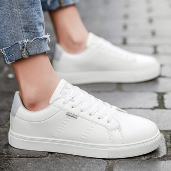 

White Leather Shoe Men Sneakers Homme Casual Sneakers Simple Fashion Man Sneakers Sports Shoes Zapatillas Skateboard Hombre