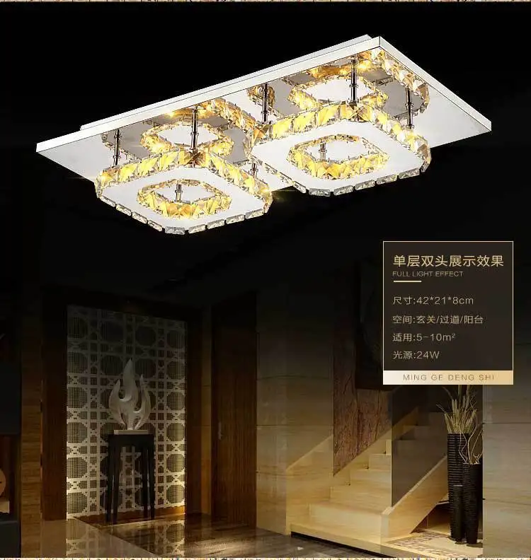 

Modern Minimalist LED Crystal Ceiling Lamp Rectangular Aisle Lights Corridor Entrance Balcony Lamps Small Bedroom Lighting
