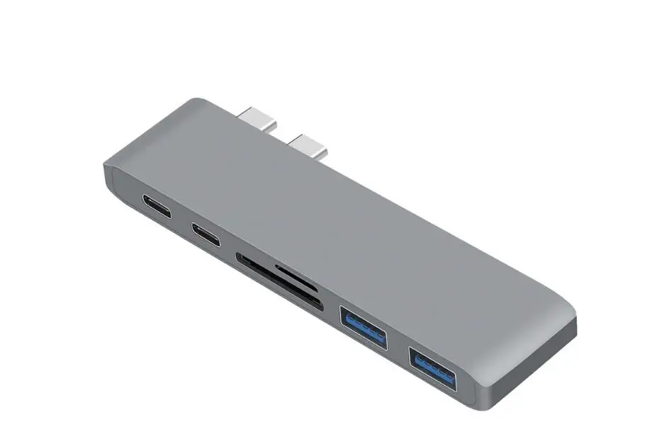 Typ-C 6в1 USB 3,0 концентратор с Thunderbolt TF SD слот для карт с ЧПУ Алюминиевый сплав концентратор для MacBook Pro / - Цвет: Gray