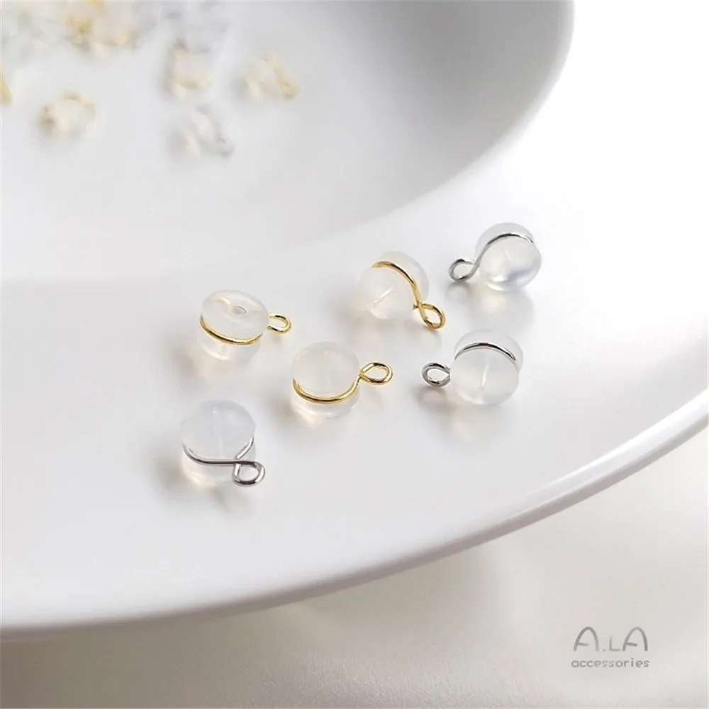 14K Gold Plated 8 ring with hanging environment-friendly transparent silicone ear plug ear DIY ear accessories