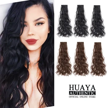 

HUAYA Women's Hair Extensions Clips Long Hairpiece Natural Wavy Hair Piece Heat Resistant Synthetic Wig