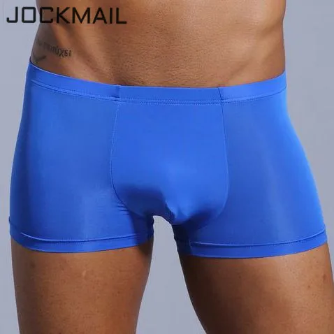 JOCKMAIL, фирменное Мужское нижнее белье, боксеры, шорты, ледяной шелк, прозрачные, тонкие, дышащие, боксеры для мужчин, сексуальные, в полоску, cuecas, гей, нижнее белье