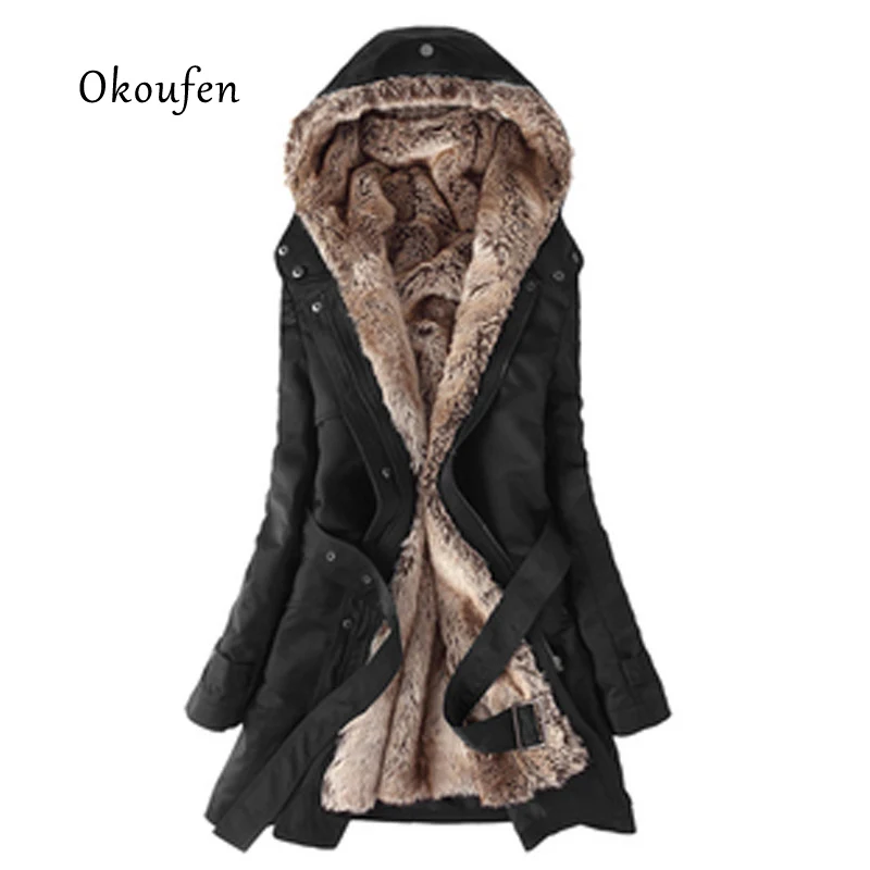 Winter Coat Women Keep Warm Thickened Removable Plush Ladies Furry Fur Jacket Long Sleeve Casual Loose Outwear S~3XL |