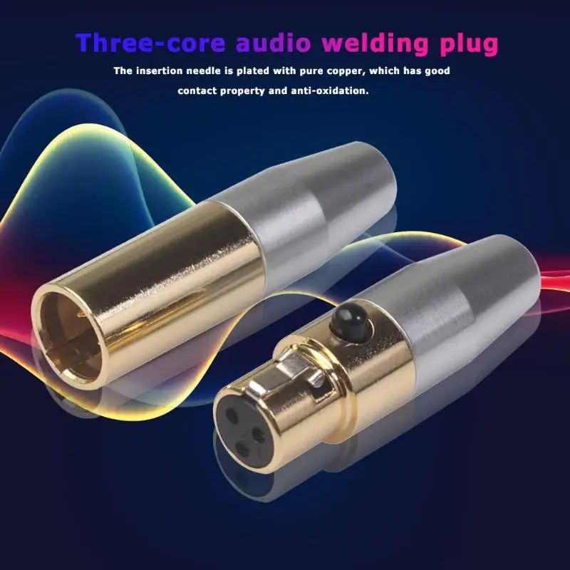 1 пара мини 3Pin XLR штекер Женский Чистый медный корпус анти-помехи эффект Аудио разъем для Mic пайки прямой