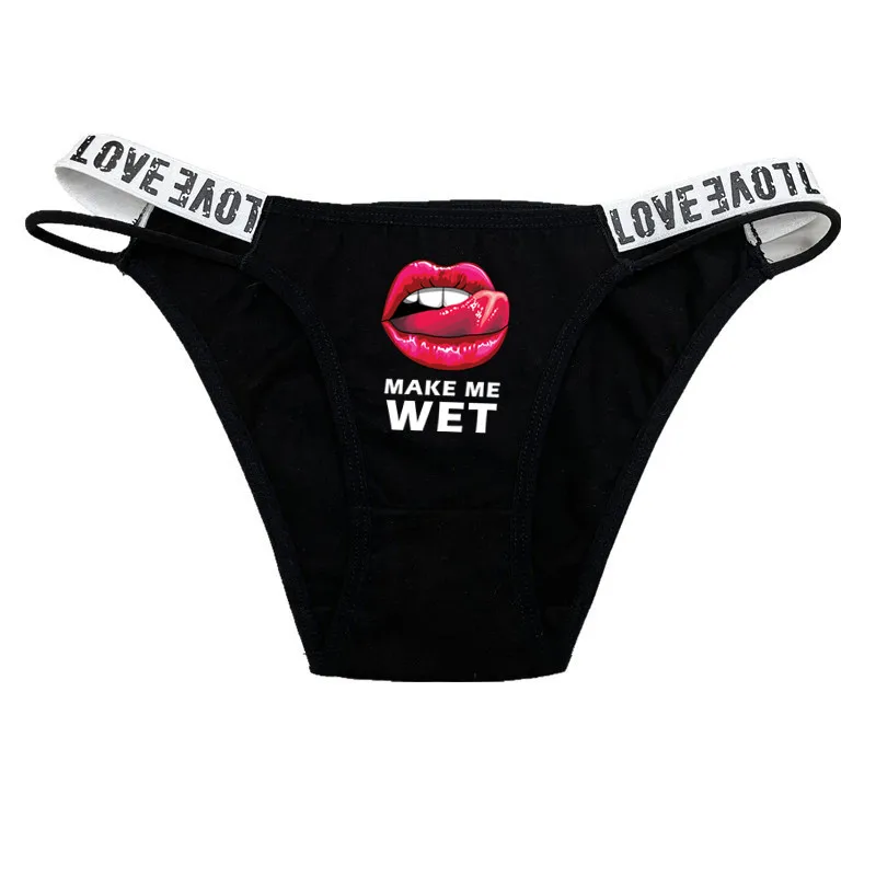 New Brand Kiss Me Red Lips Funny Print Briefs For Women Sexy Cotton Sports  Underwear Lady Girl Panties Underpant For Female - Panties - AliExpress