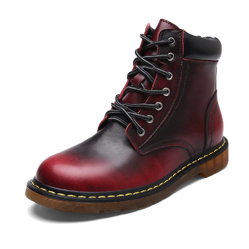 

Autumn & Winter New Style Combat Boots Retro Rub Color Cowhide Martin Boots Men's Hight-top England Cotton-padded Shoes with Vel