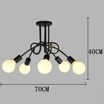 

Loft black Northern Europe kitchen Modern chandelier led e27 iron decoration lamp Fixtures for Living Room home Bedroom cafe