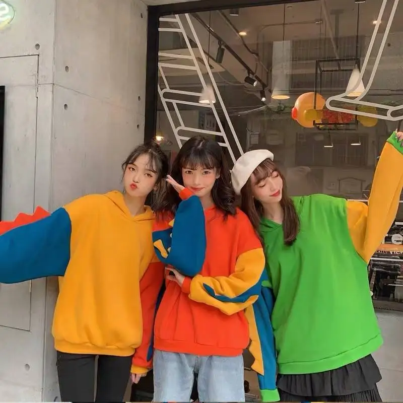 Свитшот женский с длинным рукавом и принтом динозавра|Толстовки свитшоты| |