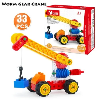 

Creative sets DIY Assembly Worm Gear Crane Big size Building Blocks compatible duplo Bricks Engineering Technology Children Toys