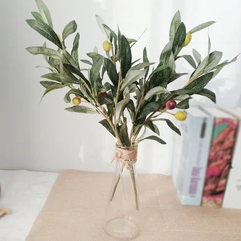 

3pcs Artificial Olive Tree Branches With Olive Fruit Leaves For Home Party Wedding DIY Decoration Flowers Plants Wreath