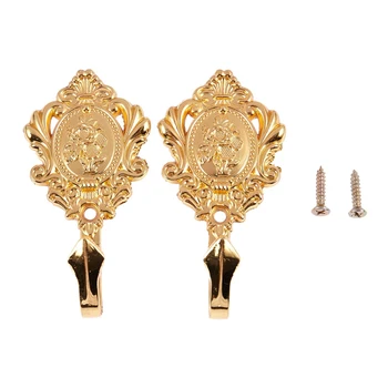 

Rose Pattern Vintage Alloy Drapery Curtain Holdbacks Tieback Hooks 2Pcs