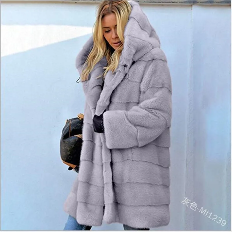 Winter Jacket High-end Imitation fur Coat Women Plush Fur Warm Jacket Female Imitation Mink Thick Long Hooded plus size 5XL Coat