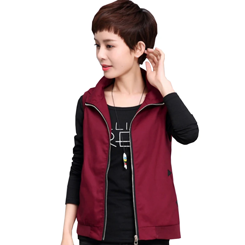 

4 Colors 2017 Spring And Autumn New Slim Short Jacket Vest Women Large size M-3XL Casual Vest Women Zippers Fashion Vest X590