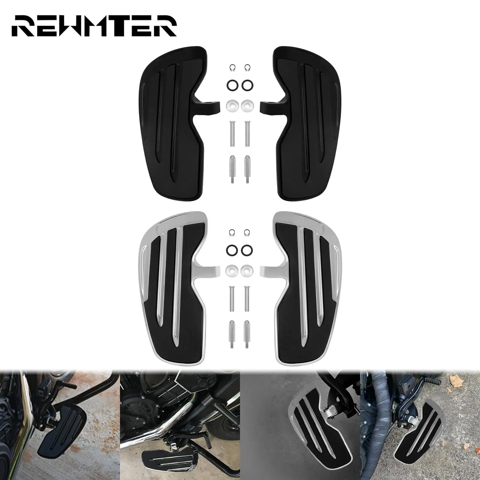 

Motorcycle Front Rider Floorboards Driver Footboard Footpegs Footrest Black/Chrome For Indian Scout 2015-2021 Scout Sixty Bobber