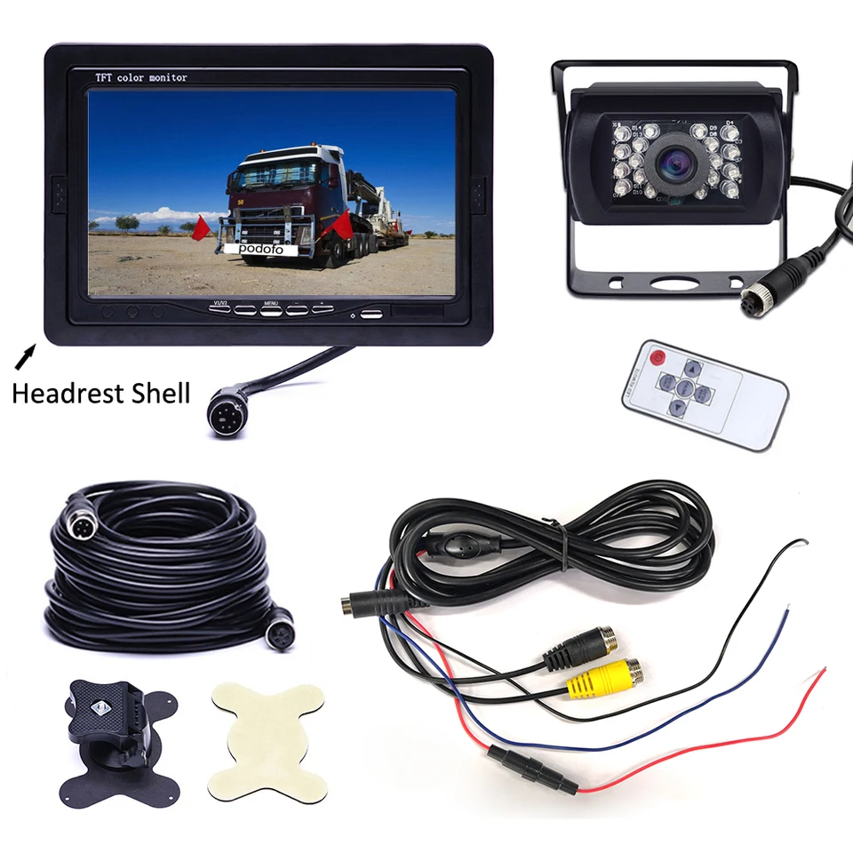 Kit Telecamera Posteriore Hikity Con Display LCD Da 7” E Cavo Video Da 20 M – Impermeabile IP68 Con Visione Notturna IR Per Camper E Furgoni (12-24V)