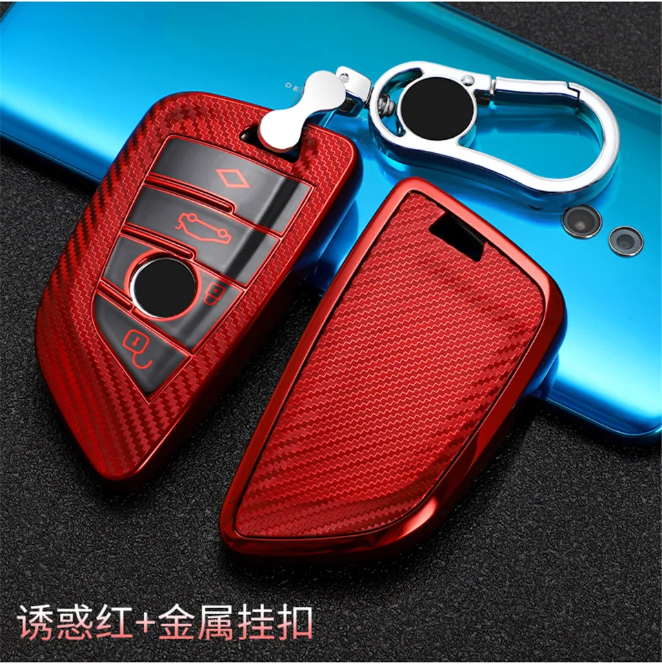 Tpu Carbon Fiber Car Key Fob Cover Case Bag Skin Shell Holder For Bmw X5 F15 X6 F16 G30 7 Series G11 X1 F48 F39 Smart Key - - Racext™️ - - Racext 27