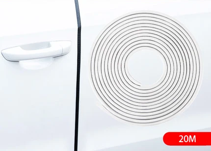 Универсальные резиновые полоски для защиты дверей автомобиля, черный, белый цвет, защита от царапин, защита от столкновений, красный цвет - Цвет: White 20M