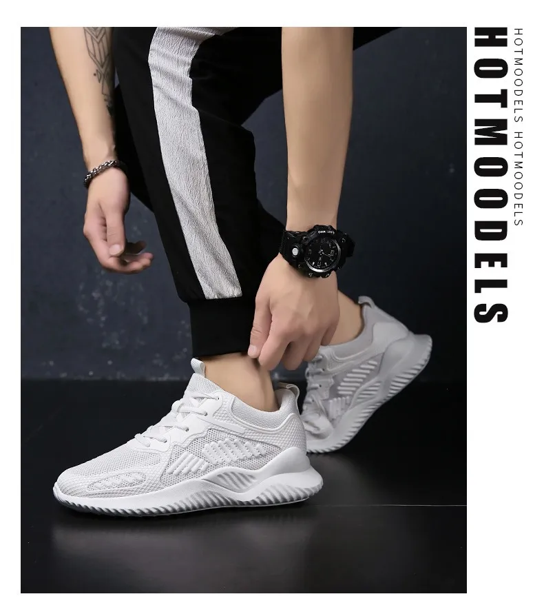 Кроссовки для бега мужские сетчатые кроссовки дышащие zapatillas hombre пара Фитнес Белые мужские спортивные кроссовки уличная спортивная обувь